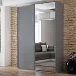 VIGO 150cm Sliding Door Wardrobe Graphite+Mirror