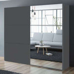 VIGO 250cm Sliding Door Wardrobe Graphite+Mirror