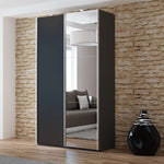VIGO 120cm Sliding Door Wardrobe Black+Mirror