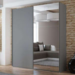VIGO 200cm Sliding Door Wardrobe Graphite + Mirror