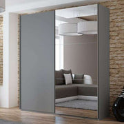 VIGO 200cm Sliding Door Wardrobe Graphite + Mirror
