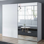 VIGO 250cm Sliding Door Wardrobe White+Mirror