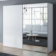 VIGO 250cm Sliding Door Wardrobe White+Mirror