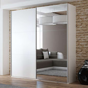VIGO 200cm Sliding Door Wardrobe White + Mirror