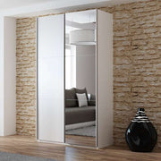 VIGO 120cm Sliding Door Wardrobe White+Mirror