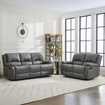 Gray reclining sofa set in a modern living room