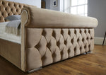 Bisma Fabric Chesterfield Sleigh Bed - 6FT0 Super King Size