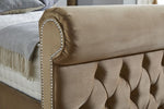 Bisma Fabric Chesterfield Sleigh Bed - 4ft 6in Double