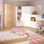 4Kids Tall 2 Drawer Bookcase in Light Oak and white High Gloss (opalino handles)