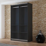 VIGO 120cm Sliding Door Wardrobe Graphite+Mirror