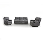 Gray sofa set with two recliner chairs