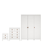 Barcelona 3 Piece Bundle, Bedside, Chest and 3 Door Wardrobe in White