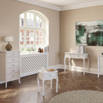 Baroque bedside table 1 drawer, Pure White with Mirror Front