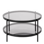Bayonne Round Coffee Table in Black with Smoked Glass Top