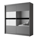 Beam 203cm Sliding Door Wardrobe Graphite+Mirror
