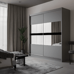 Beam 203cm Sliding Door Wardrobe Graphite+Mirror