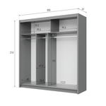 Beam 203cm Sliding Door Wardrobe Graphite+Mirror