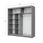 Beam 203cm Sliding Door Wardrobe Graphite+Mirror