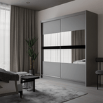 Beam 203cm Sliding Door Wardrobe Graphite+Mirror