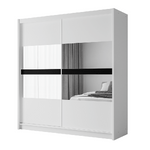 Beam 203cm Sliding Door Wardrobe White+Mirror