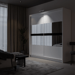 Beam 203cm Sliding Door Wardrobe White+Mirror
