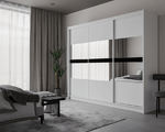 Beam 250cm Sliding Door Wardrobe White+Mirror