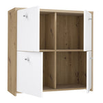 Best Chest Storage Cabinet with 4 Doors in Artisan Oak/White