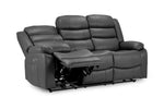 California Leather Electric Recliner Sofa - Grey 3 Seater - 189 CM
