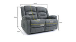 Chicago Electric Fabric Recliner Sofa - Graphite 2 Seater - 136 CM