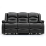 Chicago Electric Leather Recliner Sofa - Black 3 Seater