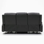Chicago Electric Leather Recliner Sofa - Black 3 Seater