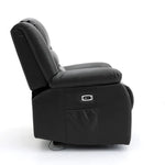 Chicago Electric Leather Recliner Sofa - Black 3 Seater