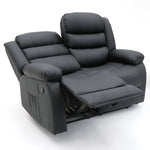 Chicago Manual Recliner Sofa - Black 2 Seater