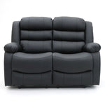 Chicago Manual Recliner Sofa - Black 2 Seater