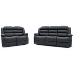 Chicago Manual Recliner Sofa - Black 3+2 Set