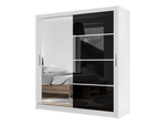 Clyde 203cm White Strips on Black Sliding Door Wardrobe