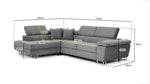Fenwick Sofabed - Grey Left Hand Facing Corner - 270 x 202 CM