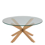Heaven Round Coffee Table with Smoked Glass Top and Oak Legs