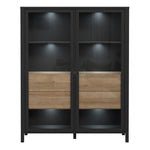High Rock Extra Wide Display Cabinet in Matt Black/Riviera Oak