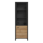 High Rock Wide Display Cabinet in Matt Black/Riviera Oak