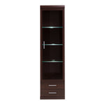 Imperial Tall Glazed 1 Door 2 Drawer Narrow Cabinet in Dark Mahogany Melamine