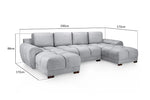 Lazur Grey U Shape Corner Sofa - 330 x 172 x 172 CM