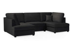 London Sofa - Plush Black U Shape Corner - 281 x 158 x 158 CM