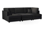 London Sofa - Plush Black U Shape Corner - 281 x 158 x 158 CM