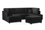 London Sofa - Plush Black U Shape Corner - 281 x 158 x 158 CM