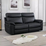 Lucius Genuine Leather Manuel Recliner Sofa Suite - Black 3+2 Set