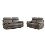 Lucius Genuine Leather Manuel Recliner Sofa Suite - Taupe Grey 3+2 Set
