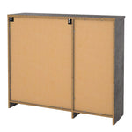 Naia Shoe Cabinet with 2 Flip Down Doors 1 Door and 1 Drawer in Concrete and White High Gloss