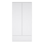 Naia Wardrobe with 2 Doors 1 Drawer in White High Gloss
