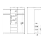 Naia Wardrobe with 2 Sliding Doors 1 Door 3 Drawers in White High Gloss